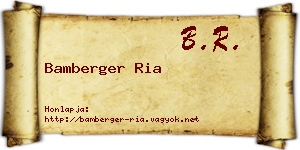 Bamberger Ria névjegykártya